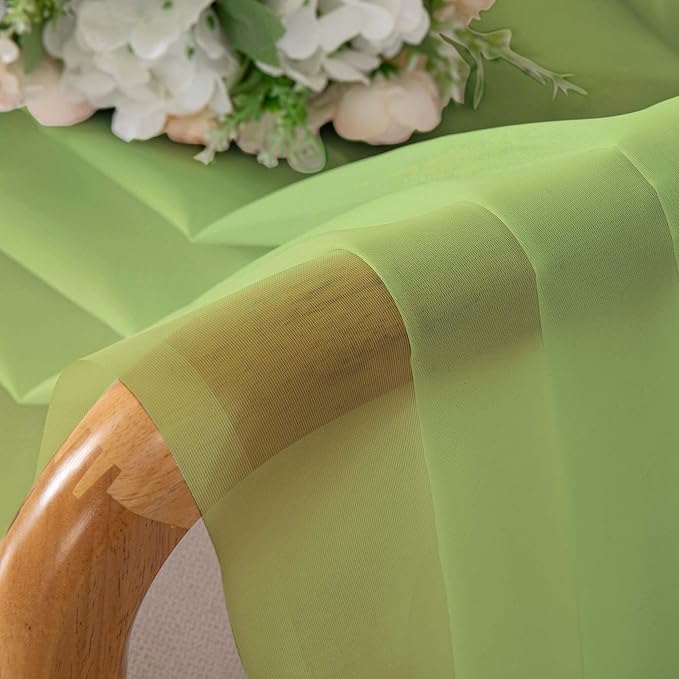 Chyhomenyc Sheer Curtains 108 Inch Length 2 Panels Set, Extra Long Light Filtering Solid Voile Window Drapes for Living Room Bedroom, 42Wx108L, 9FT Length, Set of 2, Lime