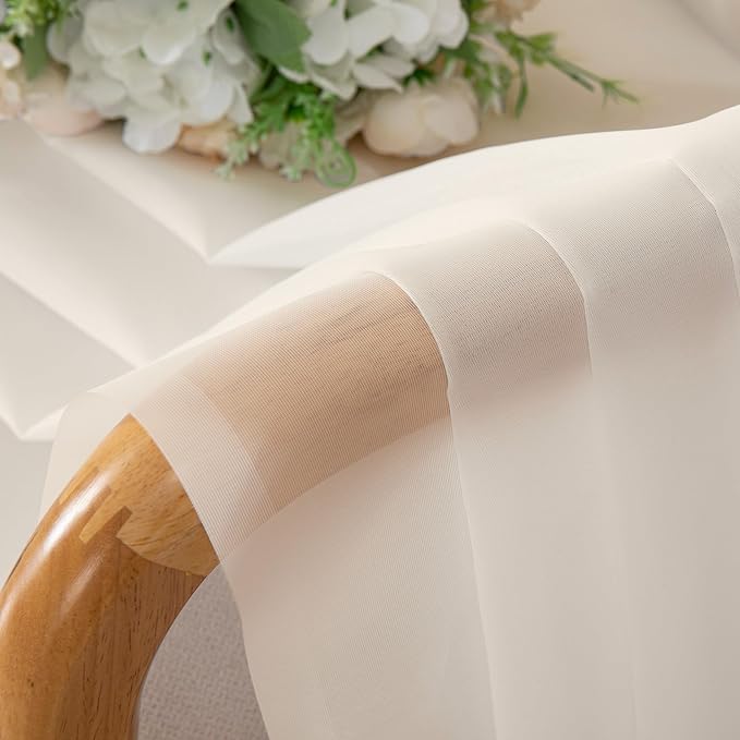 Simplebrand Cream Sheer Curtains, 72" Length, 2 Panels Set - Light Filtering, Rod Pocket Window Curtains for Bedroom (Cream, 59" W x 72" L)