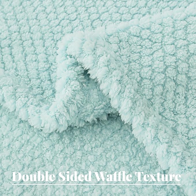Whale Flotilla Extra Large Fuzzy Fleece Throw Blanket for Couch, 50x70 Inch Fluffy Warm Soft Jacquard Blankets for All Season, Lightweight and Cozy, Light Blue