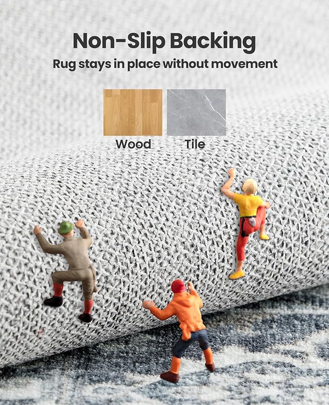AMADA HOMEFURNISHING 5x7 Area Rugs, Washable Living Room Rug Low-Profile with Non-Slip Backing & Durable Edge Binding, Vintage 5x7 Rugs for Living Room, Bedroom, Dinning Room
