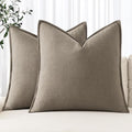 MIULEE Decorative Linen Euro Sham Pillow Covers 24x24 Inch Tan TaupeBoho Farmhouse Neutral Winter Couch Throw Pillows for Bed Pack of 2 Accent Modern Pillowcase Sofa Livingroom Home Decor