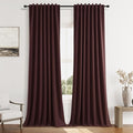 Guken 100% Blackout Curtains 96 Inch Length 2 Panels Set for Living Room Bedroom Back Tab Thermal Insulated Black Out Linen Drapes Room Darkening Reddish Brown,52x96