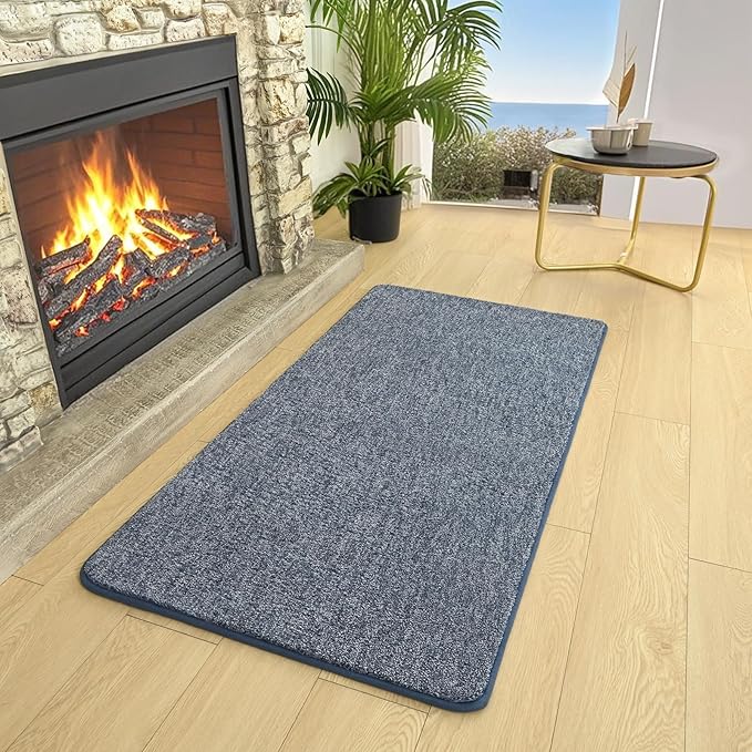 AROGAN Small Washable Area Rugs for Bedroom, 2×4 Runner Rug with Memory Foam for Hallway, Non Slip Fluffy Carpet Indoor Rug Runner for Kitchen, Bedside, Entryway Bathroom Home Decor, Navy Blue