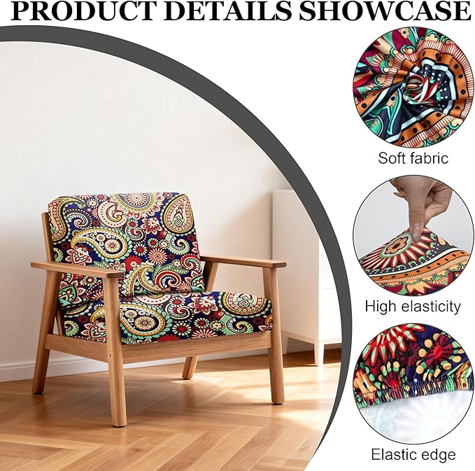 4Pcs Patio Stretch Cushion Covers,Outdoor Sofa Replacement Cover Slipcovers for Patio Furniture Cushion Covers, Washable Reusable Furniture Protector