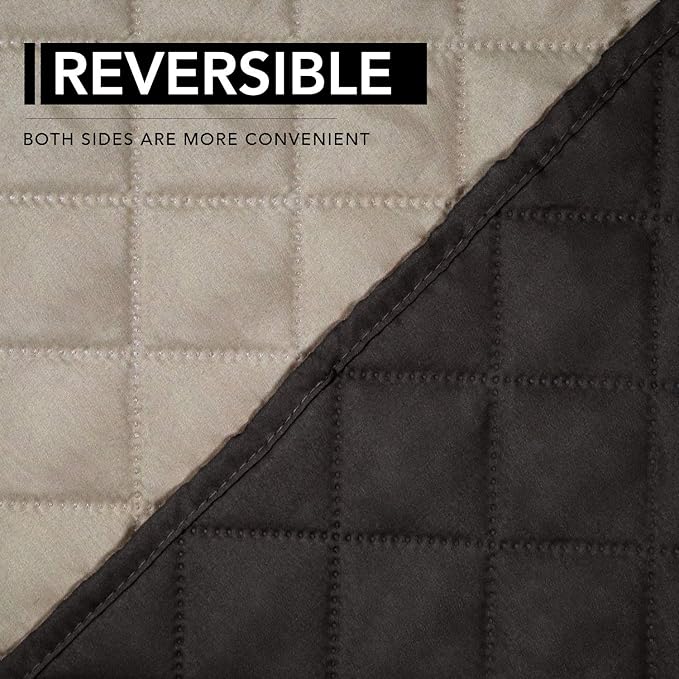 Easy-Going Oversized Recliner Cover Reversible Couch Cover Sofa Cover for Living Room Water Resistant Furniture Protector with Elastic Straps for Pets Dog (Oversized Recliner, Black/Beige)