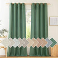 NICETOWN Flax Linen Olive Green Curtains 108 inches Long, Grommet Privacy Semi Sheer Privacy Added with Light Filtering Window Treatment for Bedroom/Living Room, W55 x L108, 2 Panels
