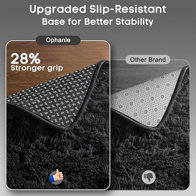 Ophanie 7x9 Black Rugs for Living Room, LargeFluffy Shag Fuzzy Plush Soft Living Room Area Rugs, Floor Shaggy Carpets for Bedroom, Carpet for Kids Boys Girls Dorm Nursery Home Decor Aesthetic