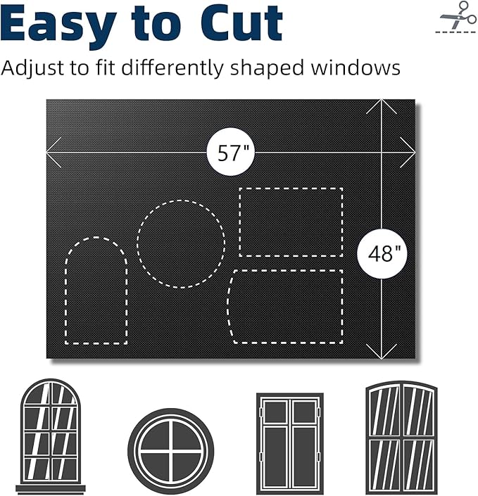 NIGHTON Portable Blackout Curtains 48"×59", Strong Hook and Loop Tape Strips with Adhesive, Cuttable Blackout Window Cover, 100% Black Out Material Blinds for Baby Nursery or Travel - Black Ⅰ
