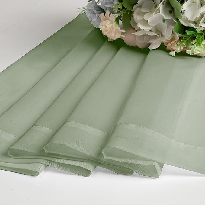Chyhomenyc Sage Green Sheer Curtains 30 inch Length 2 Panels, Light Filtering Voile Rod Pocket Short Window Curtians for Bathroom Living Room Farmhouse Small Windows, 42Wx30L inches
