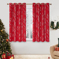 Deconovo Christmas Red Curtains, Blackout Drapes, Soundproof Curtain, Silver Print, 52 x 63 Inch Long, 2 Panels, Machine Washable Window Panel for Living Room Bedroom Festival Party Decoration Kitchen