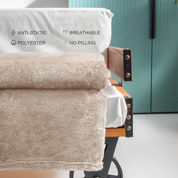 Exclusivo Mezcla Plush Fuzzy Fleece Throw Blanket Extra Large, Super Soft, Fluffy and Warm Blankets for Couch, Bed, All Season (Camel, 50x70 inches)