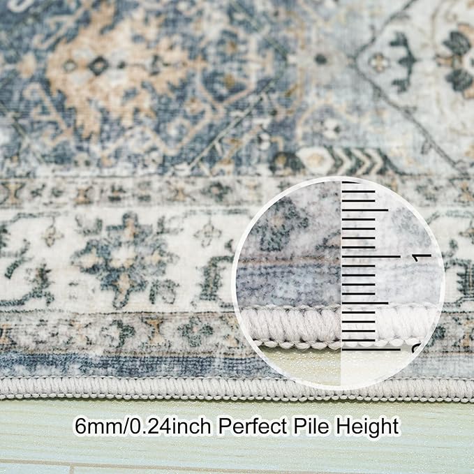 Washable Runner Rug 3x8 - Hallway Runner Rug Kitchen Rugs and Mats Non Skid Washable Waterproof Carpet Runner for Living Room Bedroom Bathroom (Grey, 3X8)