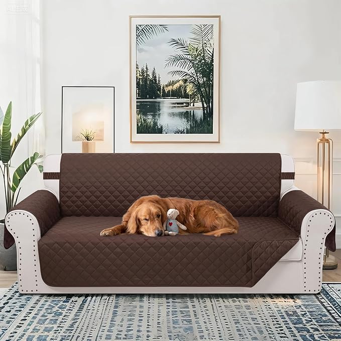 Reversible Oversized Sofa Covers Couch Cover Furniture Protector for Dogs Elastic Straps Water Resistant(XLSofa,Chocolate/Chocolate)