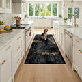 Washable Area Rugs 3x6 Non-Slip Modern Abstract Soft for Living Room Entryway Bedroom Nursery, Print Pattern, Dark Black Gold