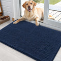 OLANLY Dog Door Mat for Muddy Paws 35x24, Absorbs Moisture and Dirt, Absorbent Non-Slip Washable Doormat, Quick Dry Chenille Mud Mat for Dogs, Entry Indoor Entryway Carpet for Inside Floor, Dark Blue