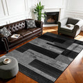 LIANLAM 3x5 Washable Area Rugs for Living Room and Bedroom, Vintage Checkered Pattern Non-Slip Carpet, Stain Resistant Low Pile Soft Rug for Dining Room,Office,Nursery,Kids Room(3x5,Gray)