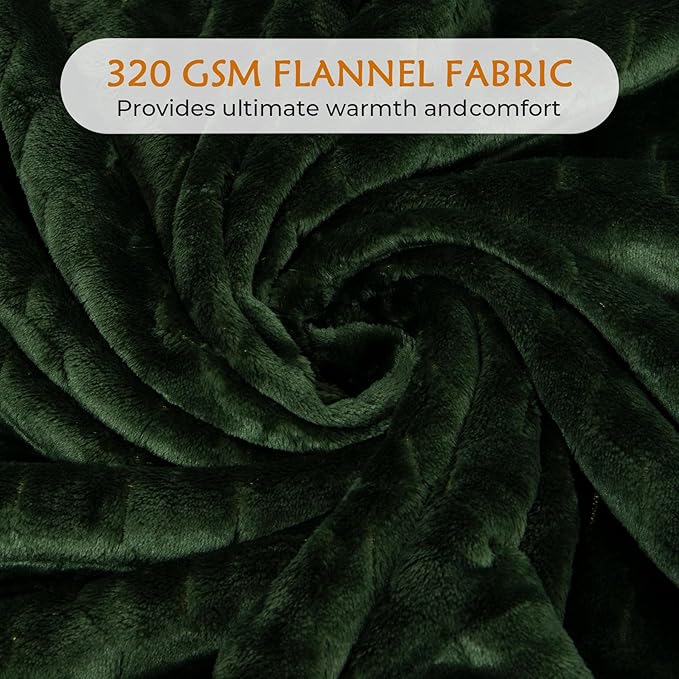 TOONOW Fleece Blanket Super Soft Cozy Throw Blanket 50" x 60", Lightweight Fuzzy Comfy Textured Flannel Blanket Warm Plush Throw Blankets for Couch, Sofa, Bed, Olive Green