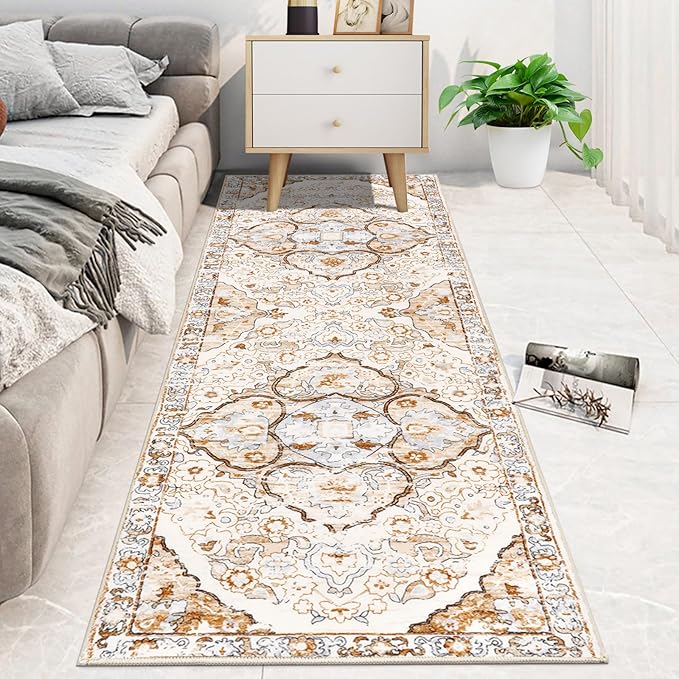 HEBE Hallway Runner Rug 2'x6' Washable Vintage Distressed Area Rugs Non Slip Laundry Rug Runner Boho Floor Carpet Runners for Hallways Entryway Laundry Room Kitchen Bathroom