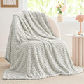 BEDELITE Fleece Blanket Twin for Bed Couch, 3D Jacquard Decorative Light Grey Throw Blanket, Soft and Cozy Warm Plush Fuzzy Blanket All Seasons Suitable, 60x80Inches