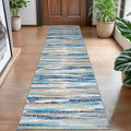 Lansny Modern Abstract Hallway Runner Rug, Blue Washable Kitchen Runner Non-Slip Soft 2x8 Runner Rug Thin Print Faux Wool Carpet for Entryway Bedroom Laundry Room Indoor