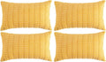 Fancy Homi 4 Packs Yellow Lumbar Decorative Throw Pillow Covers 12x20 Inch for Living Room Couch Bed Sofa, Rustic Farmhouse Boho Home Decor, Soft Striped Corduroy Rectangle Cushion Case 30x50 cm