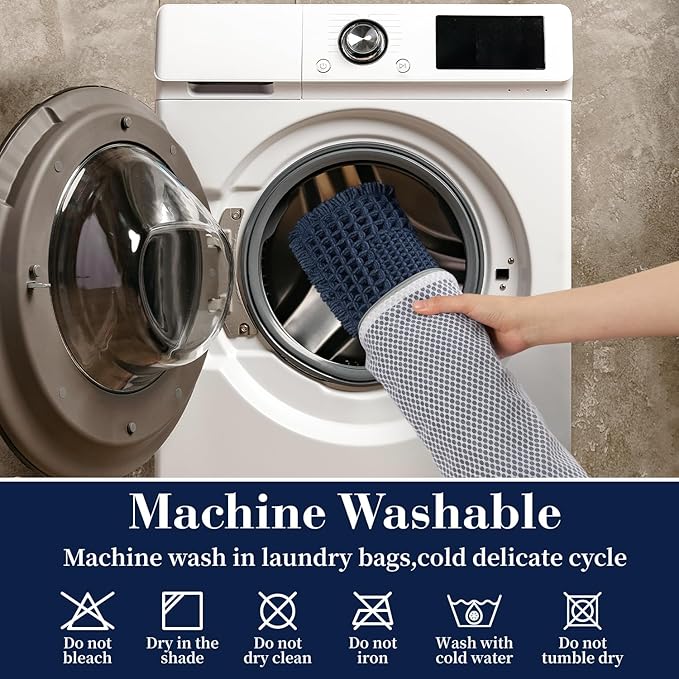 RESARE Waffle Bathroom Runner Rugs, Super Absorbent Bath Mat Non Slip Washable Quick Dry, Upgraded Ultra Soft Boho Bath Rugs with Tassels for Hallway Bedroom Laundry Room, 2'x4'(24"x48"), Navy