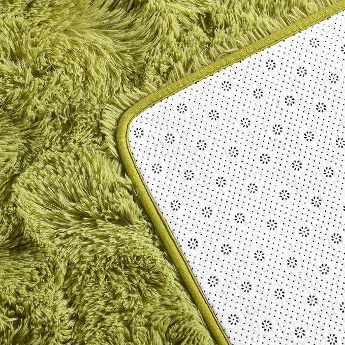 Deerhoo Shag Area Rug, 4 X 6 Plush Fuzzy Rugs for Living Room, Ultra Soft Fluffy Furry Rug for Bedroom, Indoor Carpet Nursery Rugs for Kids Room Home Decor, Green