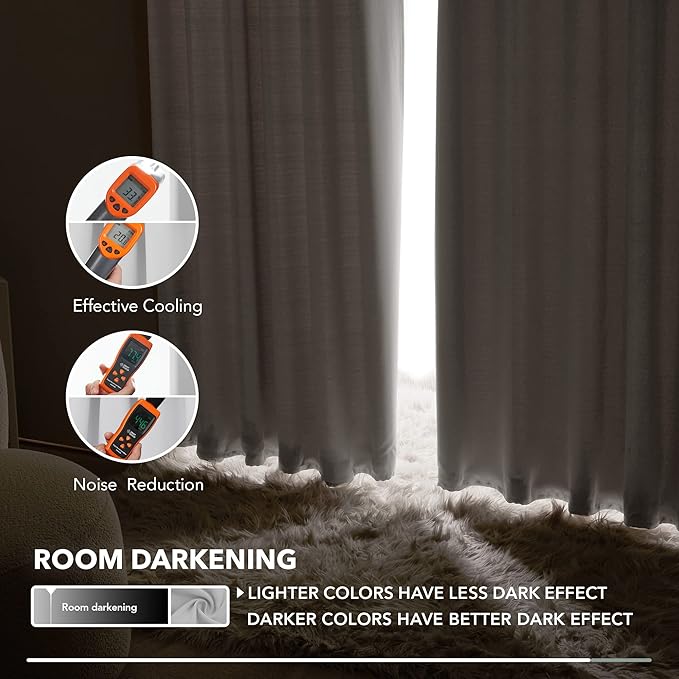 Deconovo Blackout Curtains, Thermal Insulated, W52 x L95 2 Panels, Back Tab, Machine Washable, Room-Darkening Drapes for Bedroom/Living Room Greyish White