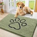 Smiry Dog Door Mat for Muddy Paws, Absorbent Dirt Trapper Non Slip Quick Dry Washable Chenille Mat for Mud Dogs, Entry Rug for Indoor and Outdoor (36x24 Inches, Sage Green and Black)