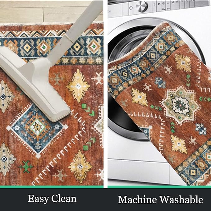 HEBE Boho Kitchen Rug Sets 3 Piece with Runner Non Slip Kitchen Rugs and Mats Washable Kitchen Mats for Floor Thick Kitchen Floor Mat Carpet Runner Rugs for Hallway Laundry Holiday Decor