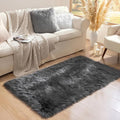 Ashler Faux Fur Area Rug - Ultra Soft Fluffy Shaggy Sheepskin 3 x 5 Feet, Dark Grey, Machine Washable - Nursery Decor Throw for Bedroom, Living Room, Kids Room