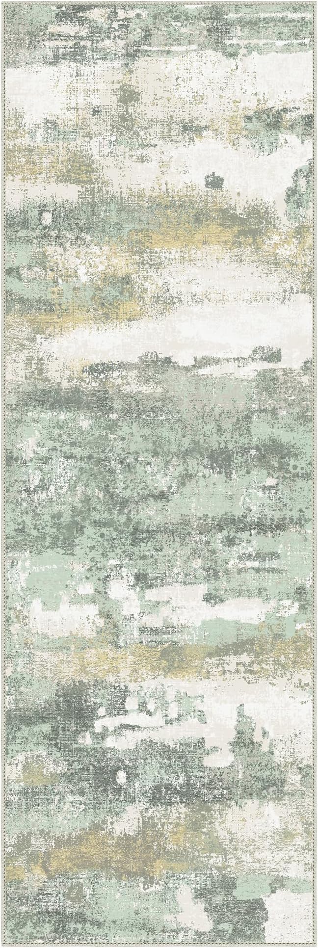 BEIMO Runner Rug for Hallway Kitchen, 2x5 Machine Washable Runners Rug for Entryway, Soft Modern Abstract Throw Rugs, Low Pile Floor Cover with Non Slip Backing, Light Green