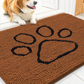 Smiry Dog Door Mat for Muddy Paws, Absorbent Dirt Trapper Non Slip Quick Dry Washable Chenille Mat for Mud Dogs, Entry Rug for Indoor and Outdoor (30x20 Inches, Ochre and Black)