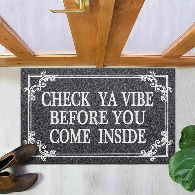 Front Door Indoor Outdoor Entrance Doormat Grey Rubber Welcome Door Mat Come Inside This House Doormat Anti Slip Easy to Clean Corridor Patio Entry Mat 28" x 18"