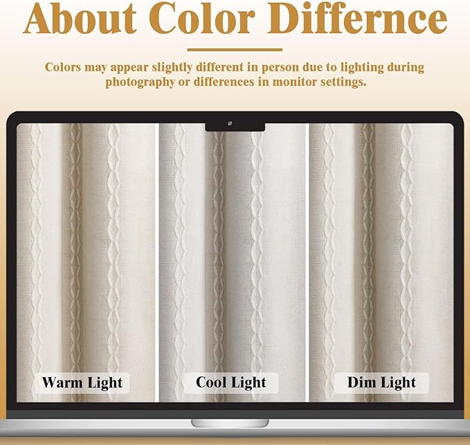 Boho 80% Blackout Curtains with Gray Liner 72 Inches Long 2 Panels Set, Beige Linen Blend Drapes with Tassels and Cotton Embroidered for Living Room Bedroom