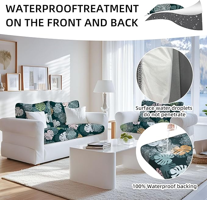 Outdoor Cushion Covers Set,8PCS Patio Furniture Couch Seat Slipcovers, Replacement for Sofa Sectional Chair(Cover，Only)
