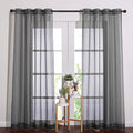 NICETOWN Sheer Curtains 84 Inches - Long Grommet Elegant Light Filter Sheer Voile Drapes Panels Room Decor for Bathroom/Living Room (54" Wide, Dark Grey, 2 Panels)