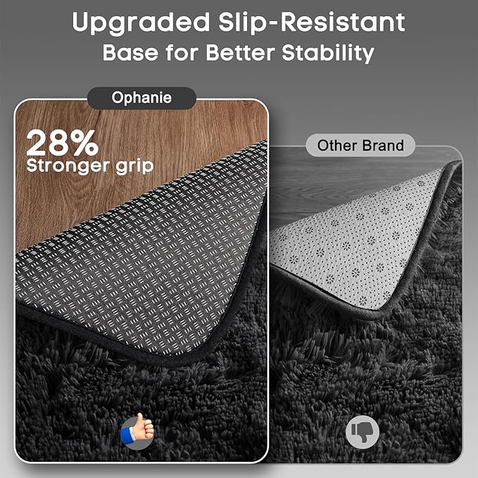 Ophanie Small Black Entryway Throw Rugs for Bedroom, 2x3 Mini Area Rug, Affordable Non Slip Fluffy Carpet, Fuzzy Soft Living Room Rugs, Home Decor Aesthetic, Nursery