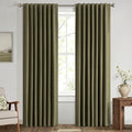 MIULEE 100% Blackout Linen Curtains for Bedroom, Light Olive Green Solid Luxury Decor Thermal Insulation Room Darkening Drapes for Living Room Nursery Back Tab Rod Pocket 42 x 72 Inches, 2 Panels