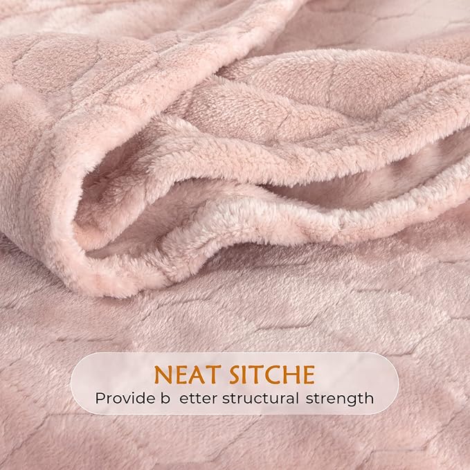 TOONOW Fleece Blanket Super Soft Cozy Throw Blanket 50" x 60", Lightweight Fuzzy Comfy Textured Flannel Blanket Winter Warm Plush Throw Blankets for Couch, Sofa, Bed, Light Pink