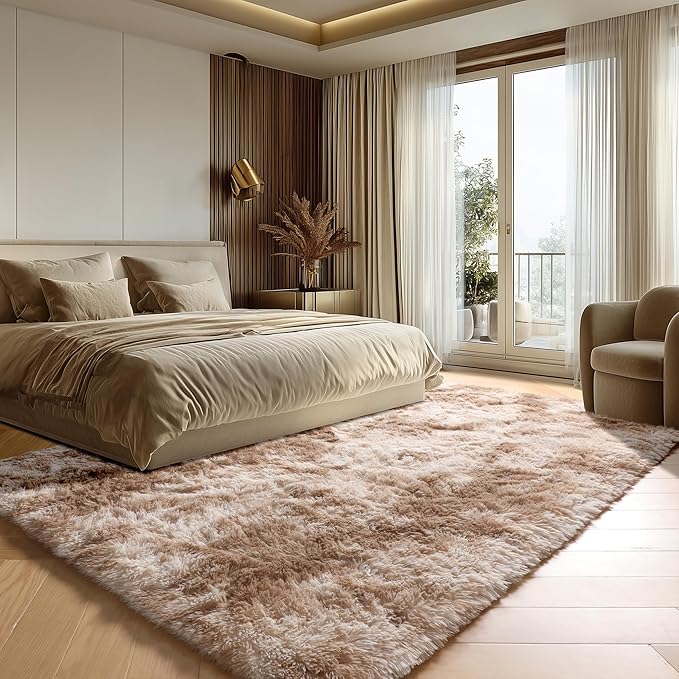 ONASAR 8x10 Area Rugs for Living Room, Tie-Dyed Beige Large Fluffy Bedroom Rug, Soft Plush Thick Shaggy Big Floor Carpet for Kids Boy Girls Teen Dorm Nursery Indoor Home Decor Aesthetic