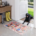 Pink/Beige Floral Rug for Entryway, 2X3 Washable Kitchen Mat Ultra-Thin Soft, Non-Slip Indoor Door Carpet Stain Resistant Boho Small Low-Pile Throw for Bathroom Bedroom (Beige/Pink Garden, 2 x 3)