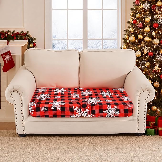 Smiry Printed Couch Cushion Covers, Stretch Soft Couch Covers for Sofa, Washable Non-Slip Sofa Slipcover Furniture Protector for Indoor and Outdoor (2 Pack, Burgundy)