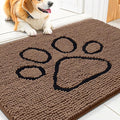 Smiry Dog Door Mat for Muddy Paws, Absorbent Dirt Trapper Non Slip Quick Dry Washable Chenille Mat for Mud Dogs, Entry Rug for Indoor and Outdoor (30x20 Inches, Coffee and Black)
