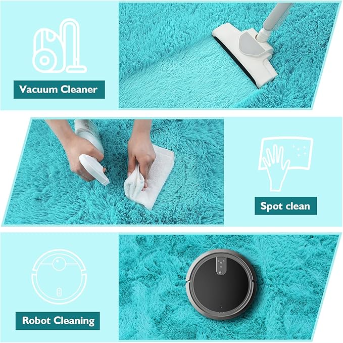 yulidayang Soft Round Area Rug for Kids Bedroom, Fluffy Fuzzy Shaggy Rug 3'X3'for Living Room, Non Slip Circle Plush Rug for Girls Room Nursery Dorm Decor,Light Blue