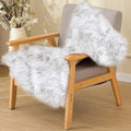 ORINOVA White and Grey Faux Fuzzy Fur Sheepskin Washable Area Rugs for Living Room 2x3 Boho Shag Nursery Rug Cute Home Décor