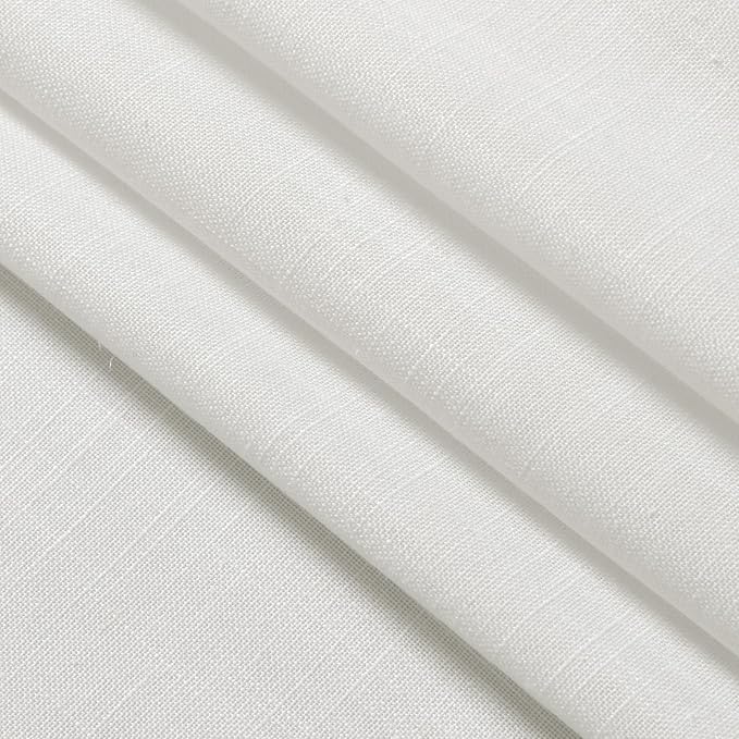 Off White Linen Curtains 80 inches Long for Bedroom Back Tab Light Filtering Privacy Sheer White Curtains Modern Farmhouse Coastal Decor White Cotton Textured Gauze Curtain 2 Panel Set 52x80
