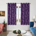 Deconovo Blackout Curtains, Purple Curtain, Thermal Insulated Soundproof Grommet Drapes, Silver Tree Foil Print, 52 x 63 Inch, 2 Panels, Machine Washable Window Panel for Living Room Bedroom Office
