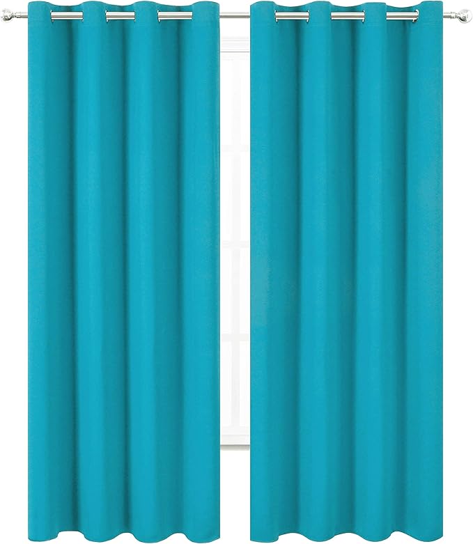 LEMOMO Teal Thermal Blackout Curtains/52 x 95 Inch/Set of 2 Panels Room Darkening Curtains for Bedroom