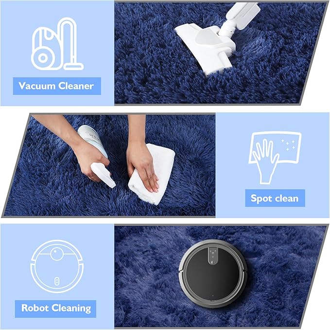 Shag Area Rug for Bedroom 5x8,Blue Fluffy Area Rugs for Living Room,Soft Fuzzy Rug Non-Shedding Indoor Plush Carpet for Kids Bedroom Nursery Dorm Home Decor